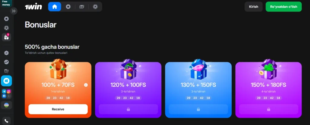 Bonus siyosati va 1win UZ VIP dasturi